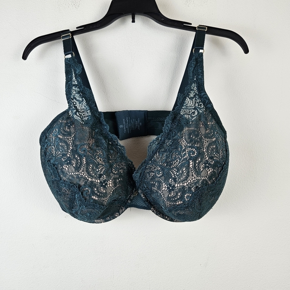 ThirdLove Lace Contour Plunge Bra Size 40E/40DD Green
